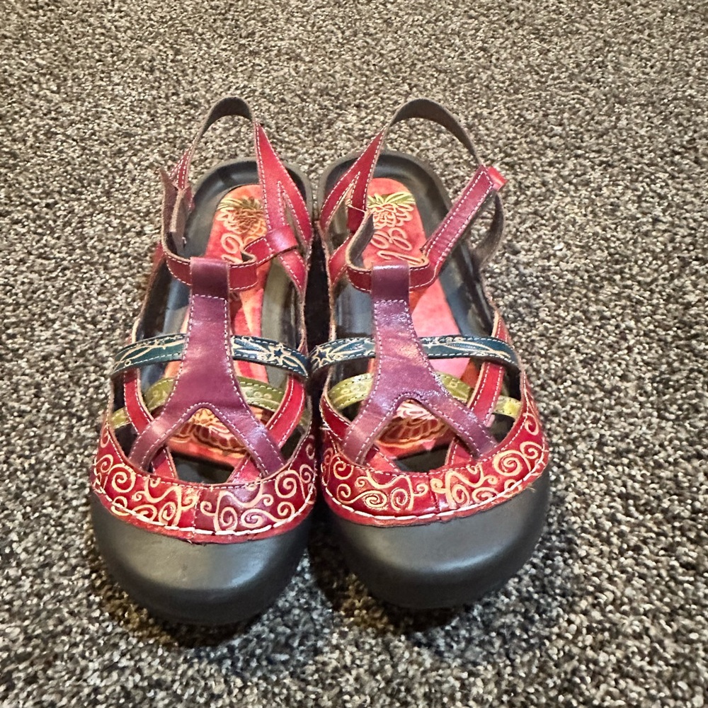 Women's Red and Black Sandals